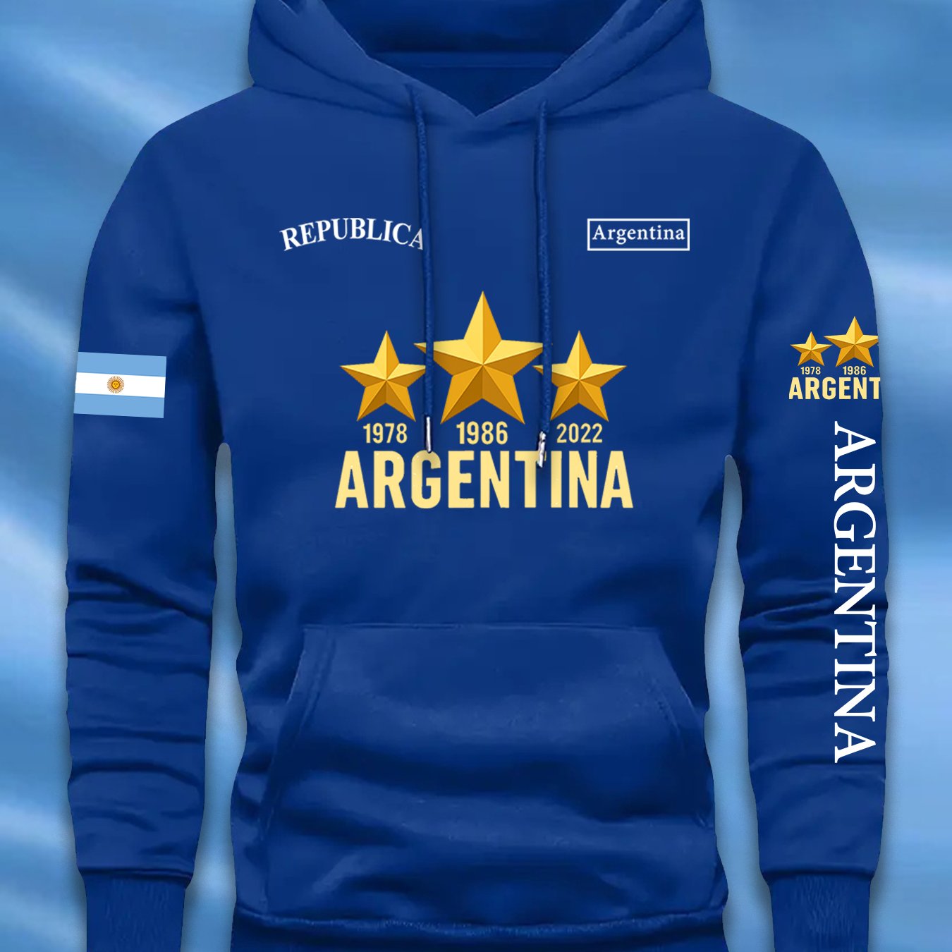 Sudadera casual elegante para hombre con estampado de la bandera argentina y letras