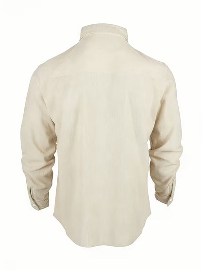 Camisa El Estanciero · Pana Canalada con Paneles de Cuero