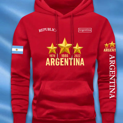 Sudadera casual elegante para hombre con estampado de la bandera argentina y letras