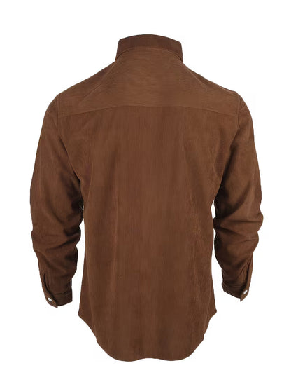 Camisa El Estanciero · Pana Canalada con Paneles de Cuero